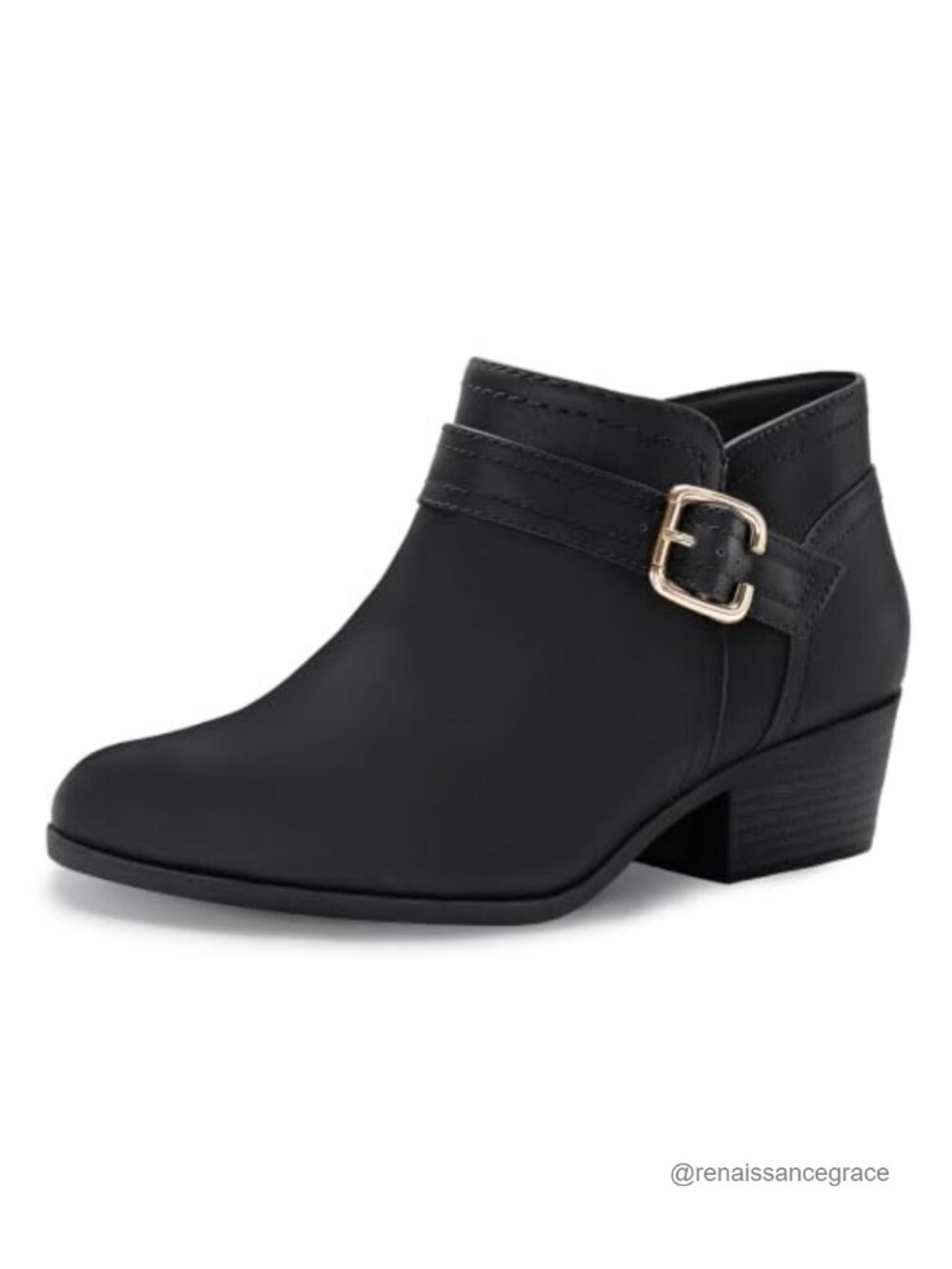 Women's Chunky Low Heel Ankle Boots with Zipper
